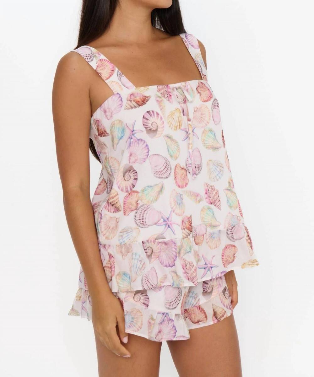 NEW SHOW ME YOUR MUMU layla tie-front & flowy shorts set in shoreline shells